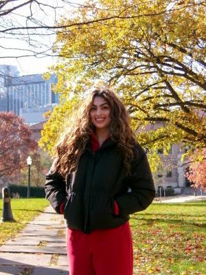 Portrait of Saira Ramanna, an Ohio State student, smiling in a campus setting.